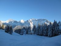 Der Ausblick vom Skiparadies Kranzberg Richtung Karwendel